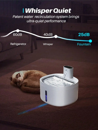 Wireless Automatic Cat Water Fountain Or Filter 88oz/2.6L with Motion Sensor Auto Water Dispenser, 3 Modes Water Bowl, Rechargea