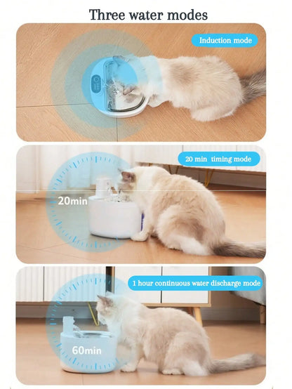 Wireless Automatic Cat Water Fountain Or Filter 88oz/2.6L with Motion Sensor Auto Water Dispenser, 3 Modes Water Bowl, Rechargea