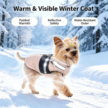 Manteau d'hiver imperméable et réfléchissant avec harnais pour chien