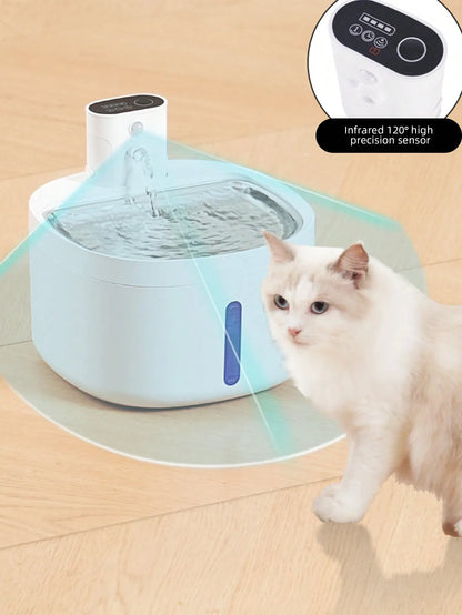 Wireless Automatic Cat Water Fountain Or Filter 88oz/2.6L with Motion Sensor Auto Water Dispenser, 3 Modes Water Bowl, Rechargea