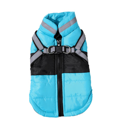 Manteau d'hiver imperméable et réfléchissant avec harnais pour chien