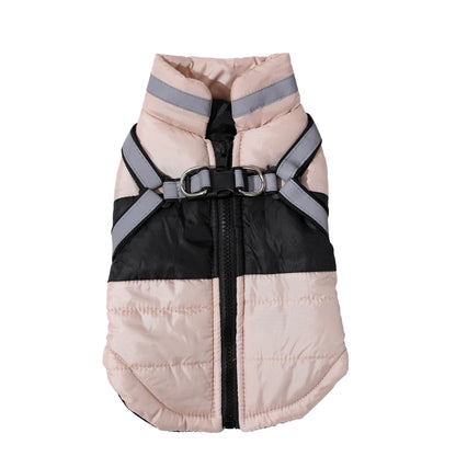 Manteau d'hiver imperméable et réfléchissant avec harnais pour chien